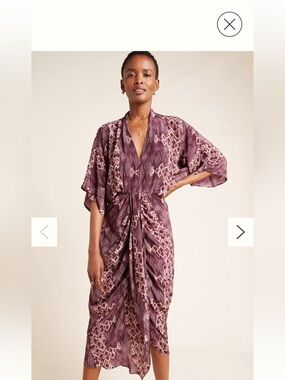 Anthropologie Mischa Dolman Midi Dress in Plum Pattern size 2
